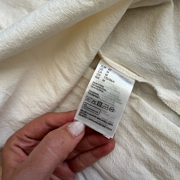 H&M Cream White Button Up Puff Sleeve Tie Waist Maxi Dress Size M - Picture 3 of 5